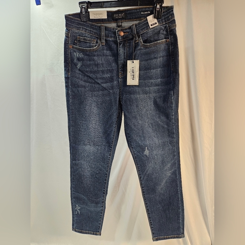 New Judy Blue Relaxed Fit Mid Rise Jeans Dark Blue Sz 11/30 NWT